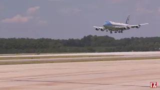 Air Force One lands at RDU