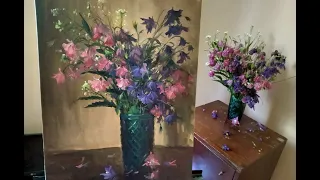 How to paint wildflowers. Easy painting with spring flowers on canvas