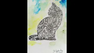 Zenart Cat - Zentangle inspired Cat / Zendoodle