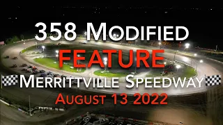 🏁 Merrittville Speedway 8/13/22  358 MODIFIED FEATURE RACE - Aerial View DIRT TRACK RACING