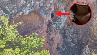 We found a treasure in a cave suspended by a metal detector