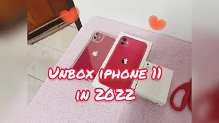 Unboxing iPhone 11 🍎 in 2022 (Product red 128 gB) +accessories!!