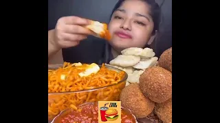 Extreme Spicy Noddle with Crispy Cheeseballs ASMR Mukbang | Most Satisfying Cheeseballs with Noodles