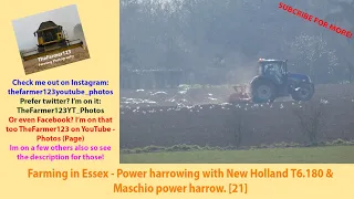 Farming in Essex - Power harrowing with New Holland T6.180 & Mascio power harrow. [21]