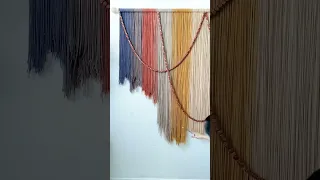 Before and After of this DIY Boho Macrame Yarn Wall Hanging Fiber Art | Aesthetic Mid- Century Decor