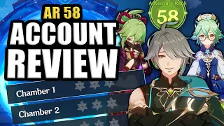 AR 58 HAS NEVER CLEARED ABYSS?! Account Review Genshin Impact