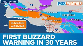 First Blizzard Warning In 30 Years Issued For Los Angeles-Area Mountains