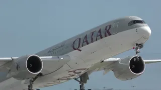 Qatar Airbus A350 - QR18 takeoff from Dublin Airport to Doha 24/08/2023