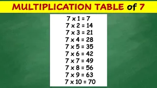 Multiplication Table of 7