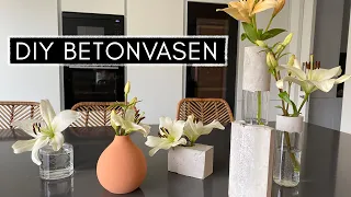 DIY Upcycling Betonvasen - Zylindervasen aus Altglas und Bastel-Beton selber machen