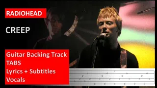 Radiohead - Creep - Guitar backing track + tabs + lyrics + subtitles with vocals