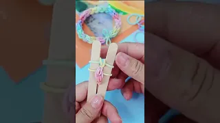 DIY - How to make Rainbow Loom Bracelet with IceCream Stick  - EASY TUTORIAL  #Shorts