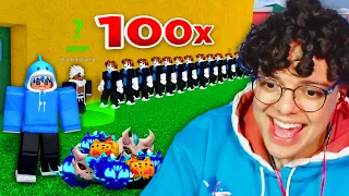 FIZ 100 JOGADORES GIRAREM ATÉ VIR MÍTICA NO BLOX FRUITS