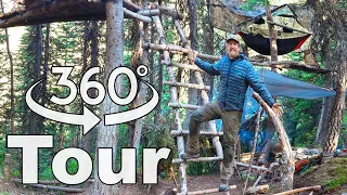 360 Bear Safe Tree Fort Tour / 30 Day Survival Challenge Canadian Rockies