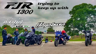 Yamaha FJR 1300 trying to keep up with a Hayabusa & Ninja H2SX SE