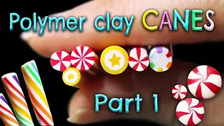 🎄 Making Polymer Clay Christmas Canes: Peppermint Candy, Star Canes.