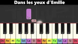 Apprendre à jouer au piano "Dans les yeux d'Emilie" de Joe Dassin (très facile pour enfant/débutant)