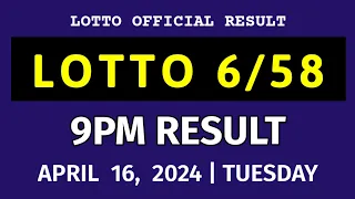 6/58 LOTTO RESULT TODAY 9PM DRAW April 16, 2024 Tuesday PCSO ULTRA LOTTO 6/58 Draw Tonight