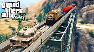 GTA 5 МОЖЕТ ЛИ ТАНК ОСТАНОВИТЬ ПОЕЗД - эксперимент