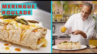 Brown sugar meringue roulade with burnt honey apples | Ottolenghi Test Kitchen Extra Good Things