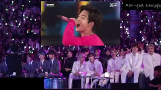 Idols TXT, ATEEZ, UNINE Reaction to BTS at MAMA 2019