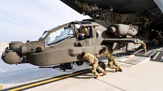 Loading AH-64 Apache Helicopters onto a C-17 Globemaster III Cargo Aircraft