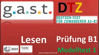 G. A. S. T. DTZ B1, Lesen, Prüfungen B1 Neu 2024 Modellsatz 4 NEU  2024 Mit Lösung