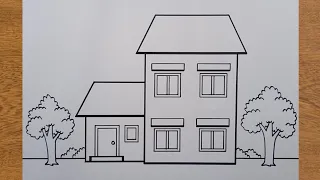 How to Draw a House || Very Easy - Drawing House For Beginners