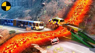 Cars vs Lava Crosses Road #3 😱 BeamNG.Drive