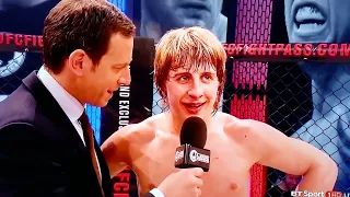 UFC Fighter Paddy Pimblett VOMITS BLOOD in CAGE during post Fight Interview