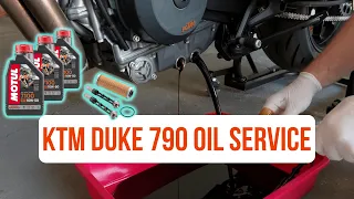 KTM DUKE 790 | Oil Change | new Oil filter and Air filter | Motul 7100 10W-50