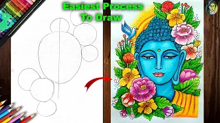 How To Draw Gautam Buddha Easy | Buddha Purnima Special Drawing | Buddha Drawing Step By Step