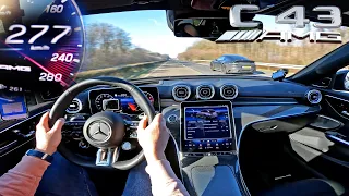2024 Mercedes AMG C43 meets Porsche 911 on Autobahn!