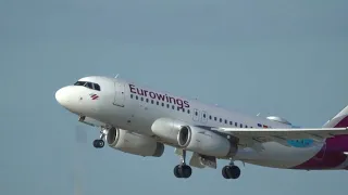 23.02.2022 - Airbus 319-132 - Eurowings Flugzeug Start am Flughafen Düsseldorf