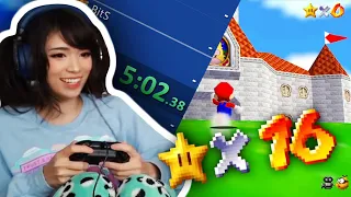 Emiru's First 16 Star Super Mario 64 SpeedRun