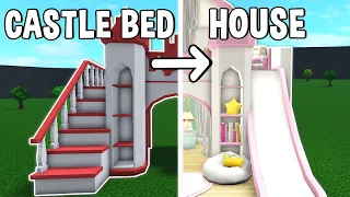 Making a CASTLE BED into a HOUSE in Bloxburg