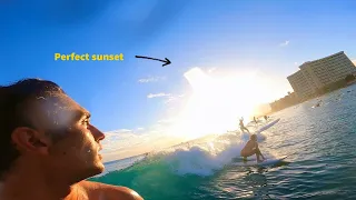 SUNSET SURFING IN HAWAII (POV)