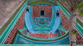 185 Day Build Deep Water Well, Water Slide Swimming Pool & Fish House In Underground Room In Forest