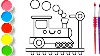 How-to-draw a Train an Engine | Train Drawing Easy Step by Step | Train Engine Colour For Kids