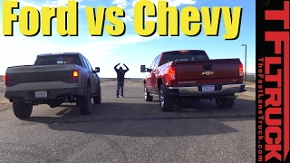 2017 Ford Raptor vs Chevy Silverado 1500 (6.2L) Mashup Drag Race