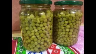 Preserved green peas in the home