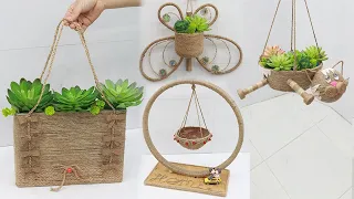 10 Best Recycling Waste Material Ideas for Plant Pot, Jute Craft Ideas