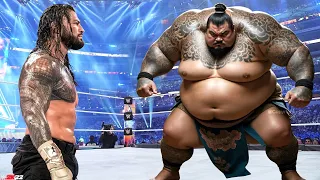 Full Match - Roman Reigns vs Black Tattoo Sumo Wrestler | Iron Man Match 2024 : WWE 2K22