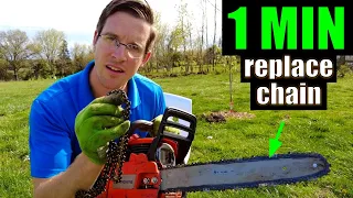 EASY! How to change a Husqvarna chainsaw chain in 1 minute