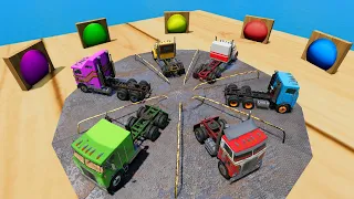 All New T-Series Trucks vs Stairs Color with Portal Trap - Racing & Crashing - BeamNG.Drive #30