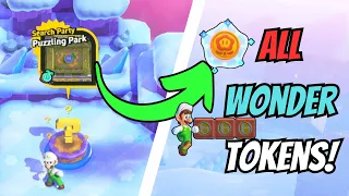 Mario Wonder W2 Fluff-Puff Peaks Wonder Token Locations | Search Party Puzzling Park