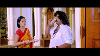 Sada managing uncle for Ravichandran | Double Role Acting Scenes of Crazy Star | Mallikarjuna Movie