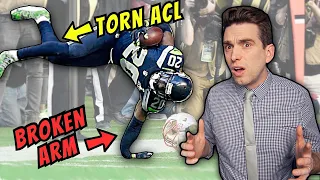 Doctor Explains WORST NFL Super Bowl Injury EVER - Broken Arm & Torn ACL!