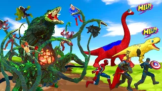 Rescue Godzilla From Brachiosaurus Spiderman Dinosaur Evolution in Animal Revolt Battle Simulator