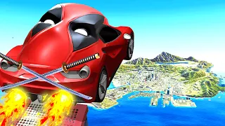 Jumping DEADPOOL CARS Across GTA 5! (Impossible)